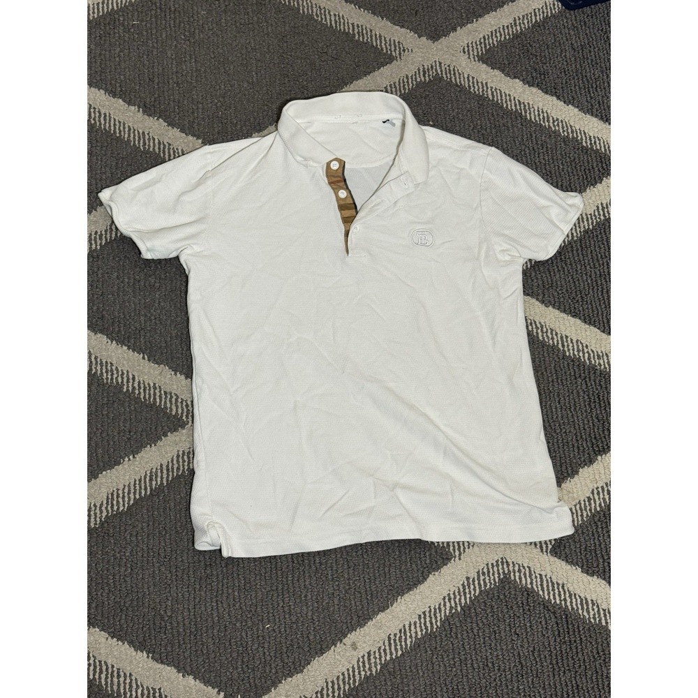 Burberry Polo White Men's Medium Plaid Button